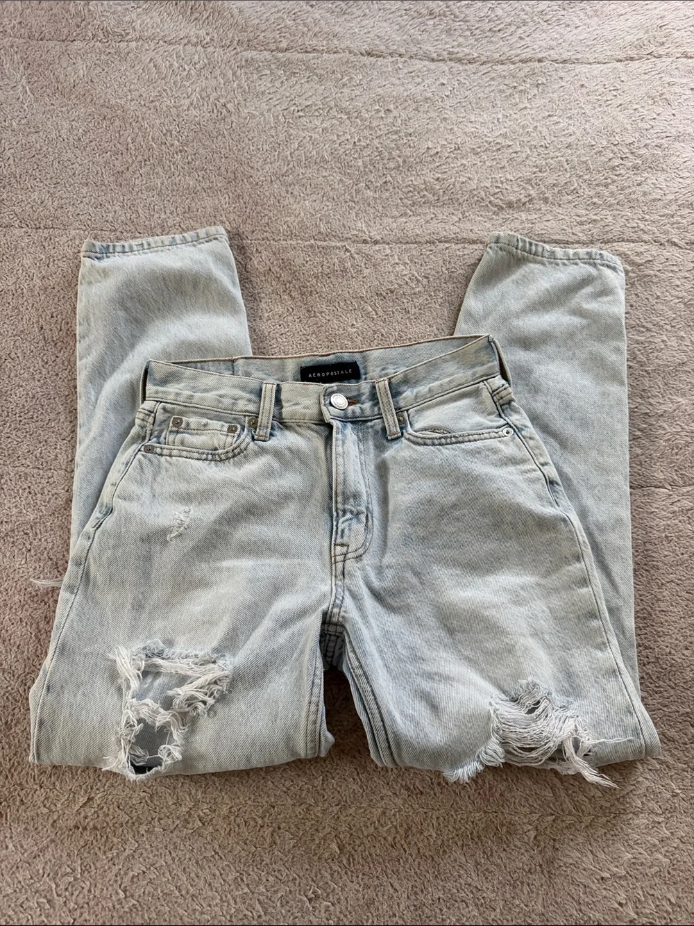 Women’s Aeropostale Light Blue Distressed Mom Jeans
